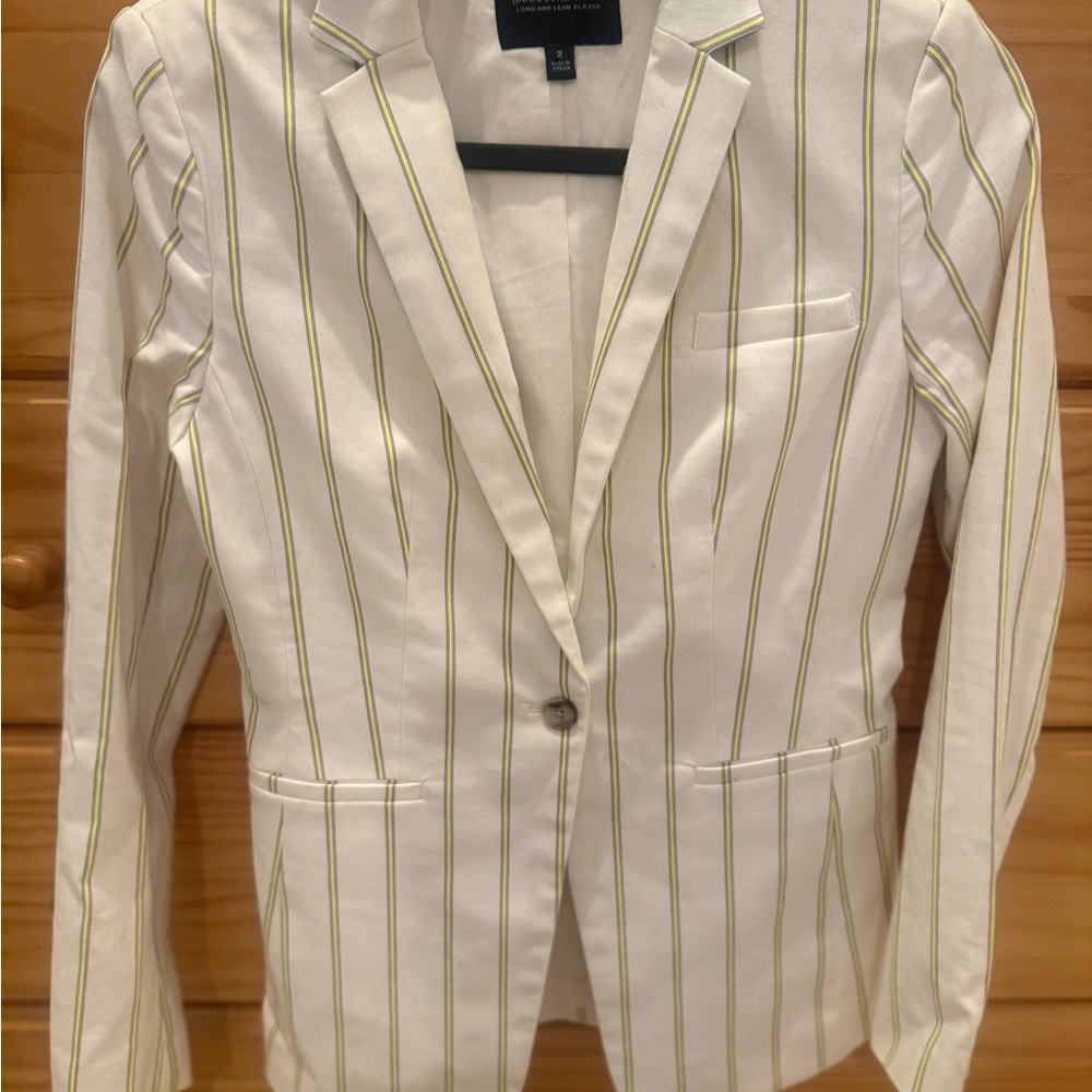 Banana Republic- Women's Striped Blazer - White with Green Accents.